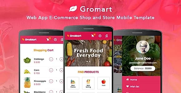 GroMart - Web App E-Commerce Shop and Store Mobile Template