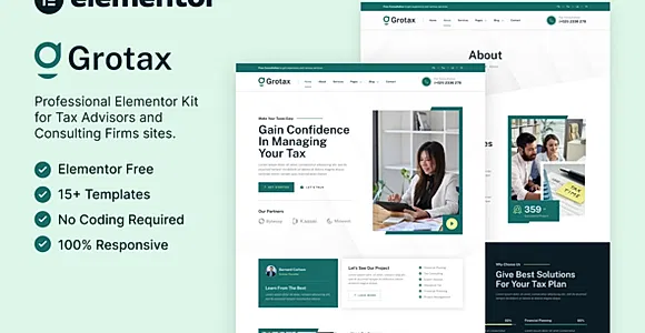 Grotax – Tax Advisor & Consulting Firm Elementor Template Kit
