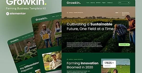 Growkin - Farming Business Website Elementor Template Kits