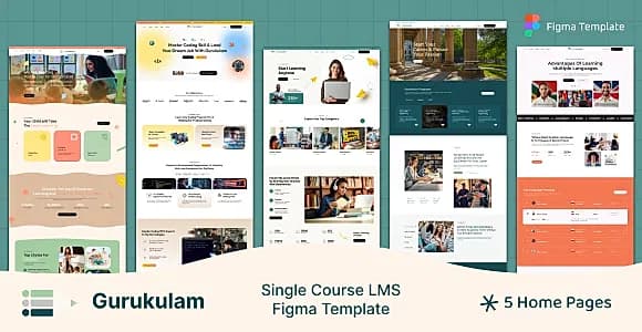 Gurukulam - Single Course eLearning LMS Figma Template