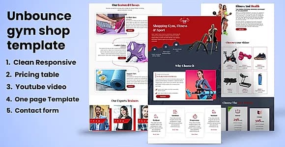 Gym shop –Unbounce Landing page