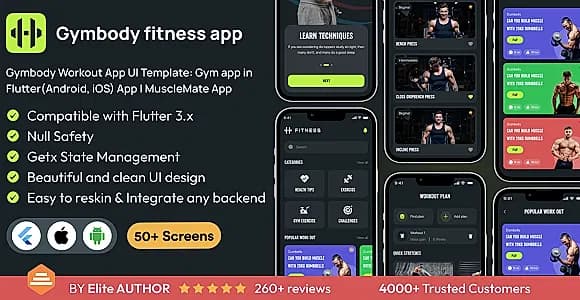 Gymbody Workout App UI Template: Gym app in Flutter(Android, iOS) App | MuscleMate App
