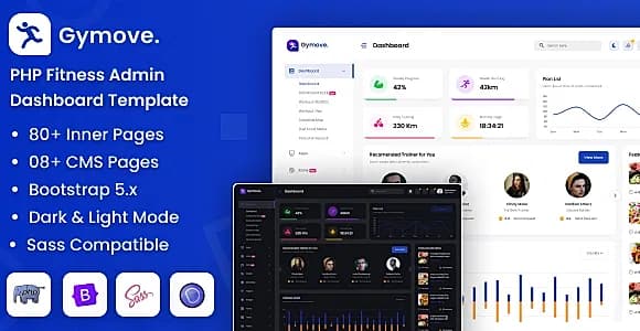 Gymove - PHP Fitness Admin Dashboard Bootstrap Template