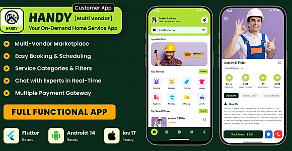 Handy – Multi-Vendor On Demand Home Services App | Android I iOS