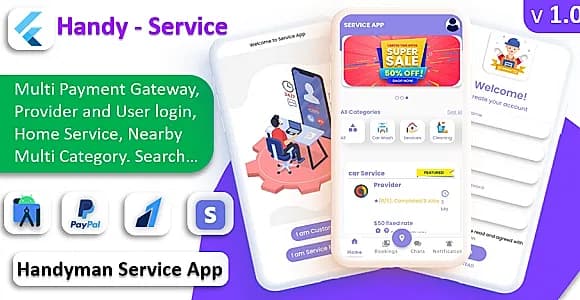 Handy Service APP | Multi Service | Nearby Service | Multi Categories | Multi Payment Gateways