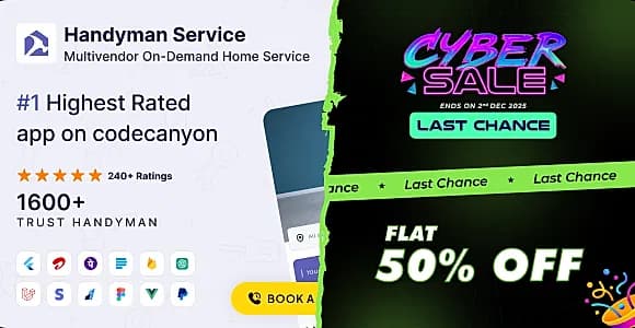 Handyman Service - On-Demand Home Services Solution (Get 2 Apps, Customer Website & Admin Panel)