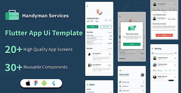 Handyman Services Flutter App Ui Template(Figma Included)