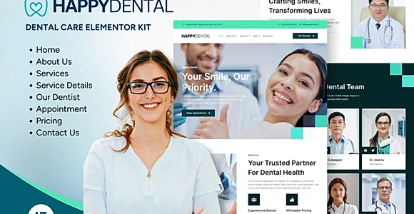 Happy Dental - Dental Care Service Elementor Kit