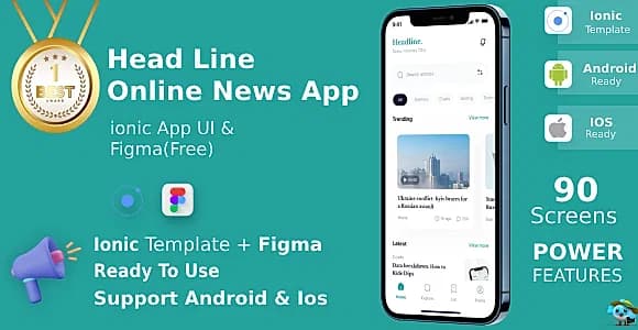 HeadLine App ANDROID + IOS + FIGMA | UI Kit | Ionic | News & Articles App