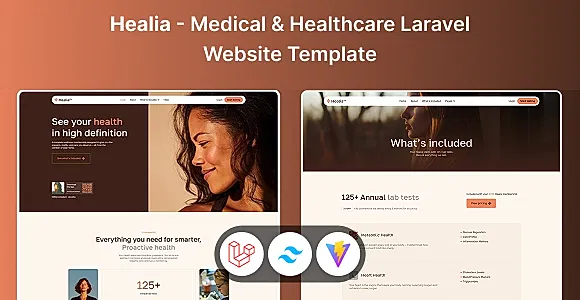 Healia - Medical & Healthcare Laravel & Tailwind CSS Website Template