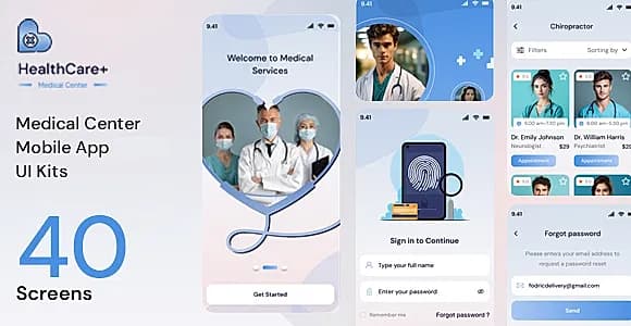 Healthcare - Madical Center Mobile App  UI Kits