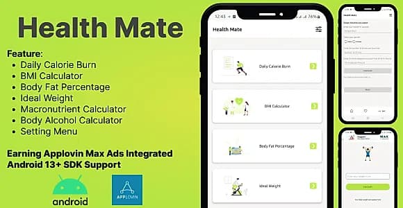 HealthMate Offline Health Calculator | Applovin  Ads