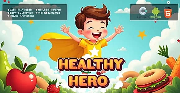 Healthy Hero Game – Educational Runner Game | HTML5, Android, Construct 3