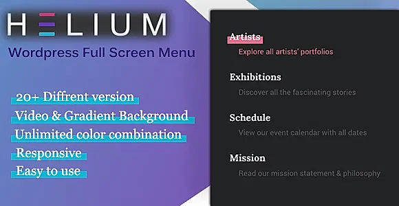 Helium: Wordpress Full Screen Menu
