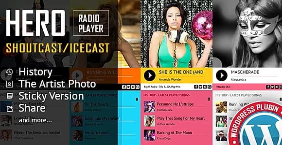 Hero - Shoutcast and Icecast Radio Player With History - WordPress Plugin