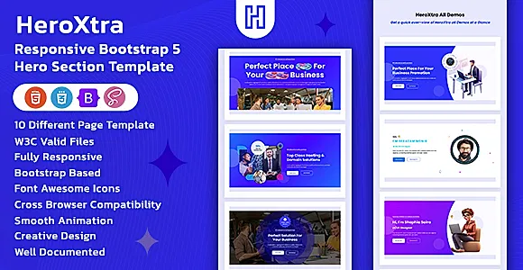 HeroXtra - Bootstrap 5 Hero Section Template