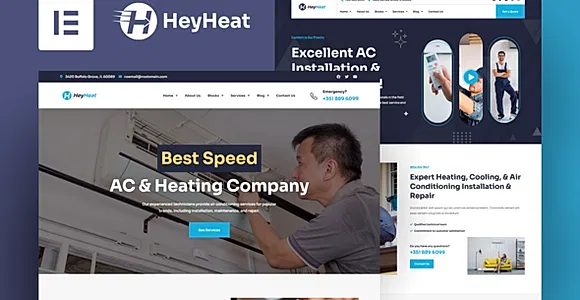 HeyHeat - Air Conditioning Services Elementor Pro Template Kit