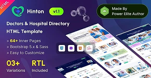 Hinton - Doctor Medical & Hospital Directory Bootstrap 5 Template