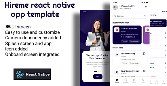 Hire me post job get employee react native app template