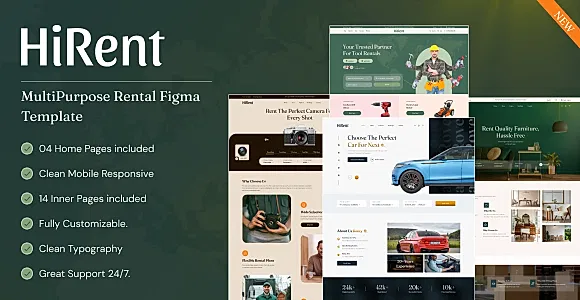 HiRent - Multipurpose Rental Services Figma Template