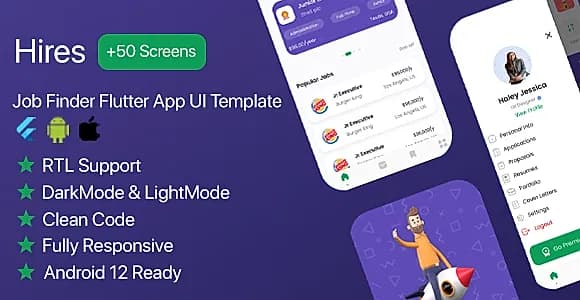 Hires - Job Finder Flutter App UI Template