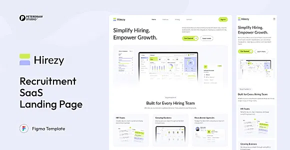 Hirezy - Recruitment SaaS Landing Page Figma Template
