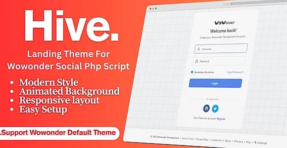 Hive Landing Theme For Wowonder Social Script