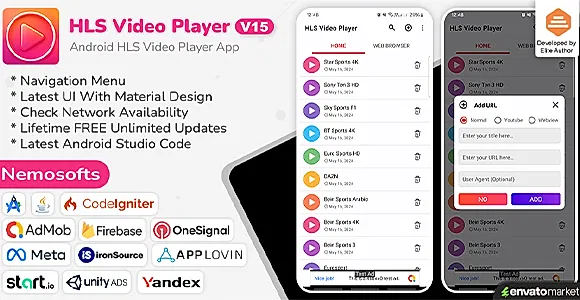 HLS Video Player Android App ( Online )