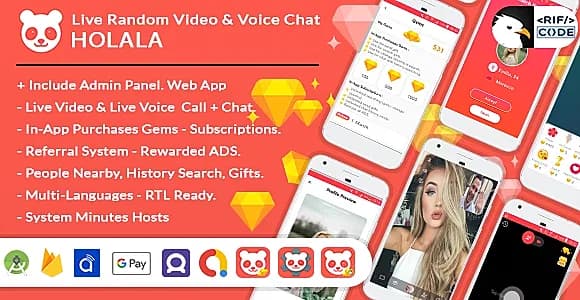 HOLALA - Live Random Video - Voice Calls (Android App & Tablet + Admin Panel Web App)