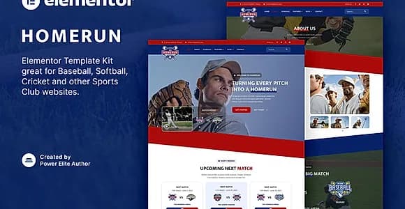 Homerun – Baseball Team & Sports Club Elementor Template Kit
