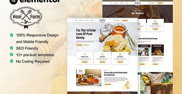 HoniFarm - Honey Bee Farm Elementor Template Kit