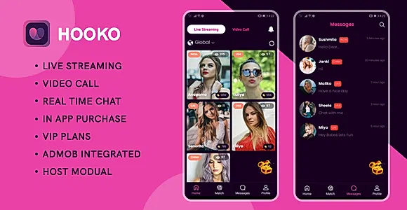 Hooko - Live streaming, One to One video call, Chat, Feed