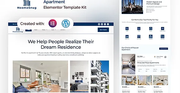 HoomeSnug - Apartment Rental Elementor Pro Template Kit