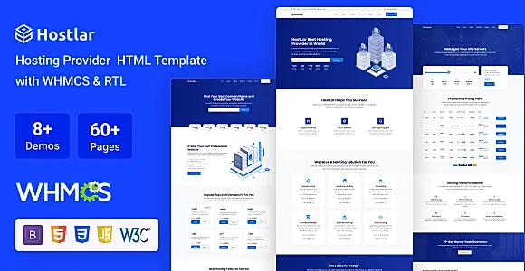Hostlar – Domain Hosting Provider HTML Template with WHMCS and RTL