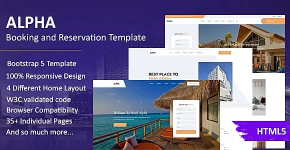 Hotel Alpha - Booking and Reservation Template