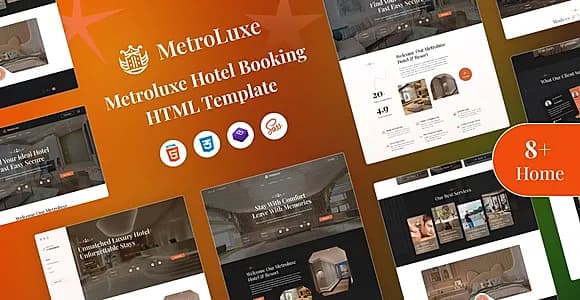 Hotel Booking Website Template - Metroluxe
