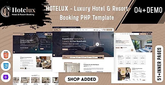 Hotelux - Luxury Hotel & Resort Booking PHP Template