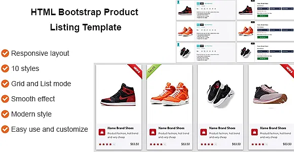 HTML CSS Product Listing Template