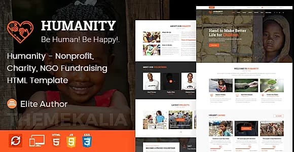 Humanity - Nonprofit, Charity, NGO Fundraising HTML Template