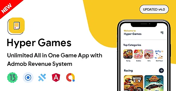 Hyper Games - All in One Game App | AdMob | Unlimited Games | Capacitor Android App