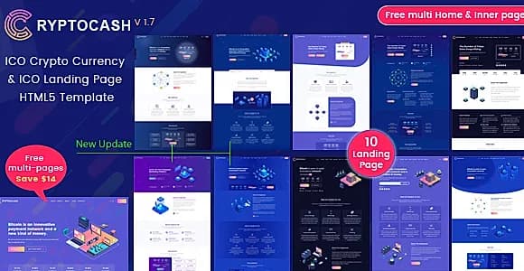 ICO Cryptocash – Cryptocurrency & Bitcoin ICO Landing Page HTML5 Template