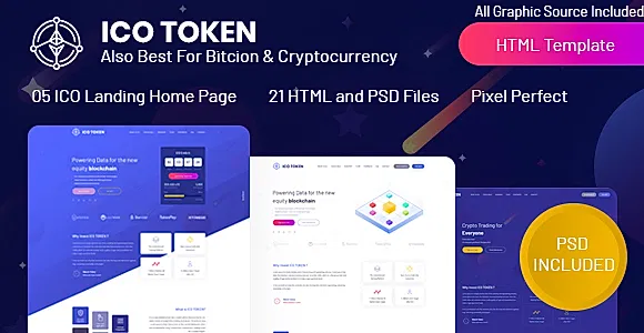 ICO TOKEN - Bitcoin & Cryptocurrency Landing Page HTML Template