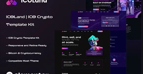 ICOLand - NFT Cryptocurrency Elementor Template Kit
