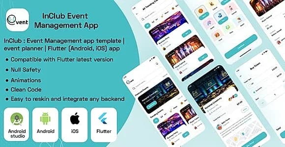 InClub : Event Management app  template | event planner | Flutter  (Android, iOS) app