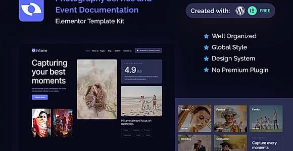 Inframe - Photography Service & Event Documentation Elementor Template Kit