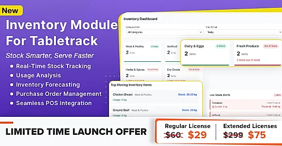 Inventory Module for Tabletrack