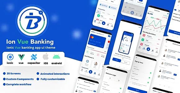 Ion Vue Banking - ionic vue banking app ui theme | ionic vue 8.6 | vue 3.3 | capacitor 7.4