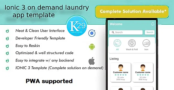 ionic on demand laundry app template
