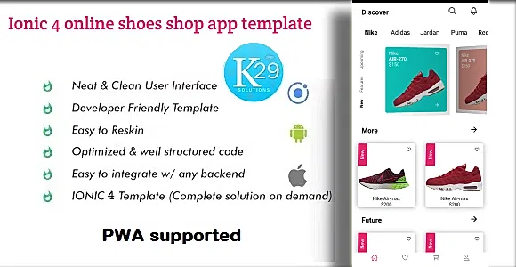 Ionic 4 online shoes shop app template