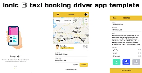 Ionic 3 taxi - cab booking driver app template (Android - IOS)
